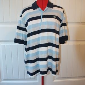 Lacoste blue/gray/white striped polo